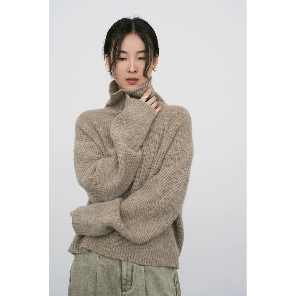 CAREMIND Elegante suéter suelto verde bosque profundo para mujer, suéter de punto japonés retro súper rentable