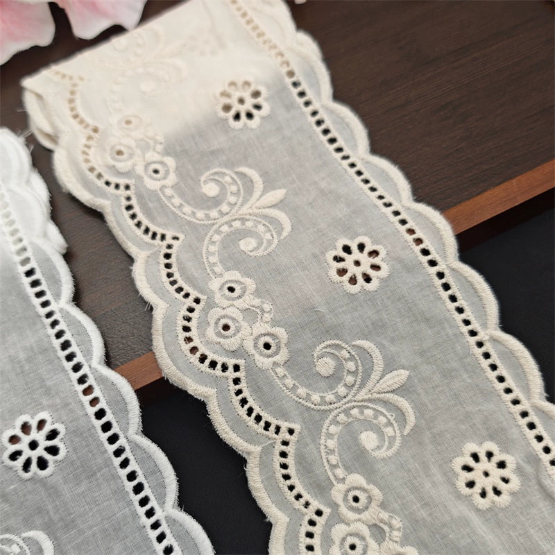 Tela de encaje bordado de algodón puro literario, 3789 ancho, 10,5 cm, accesorios de decoración para bodas, accesorios de bricolaje hechos a mano