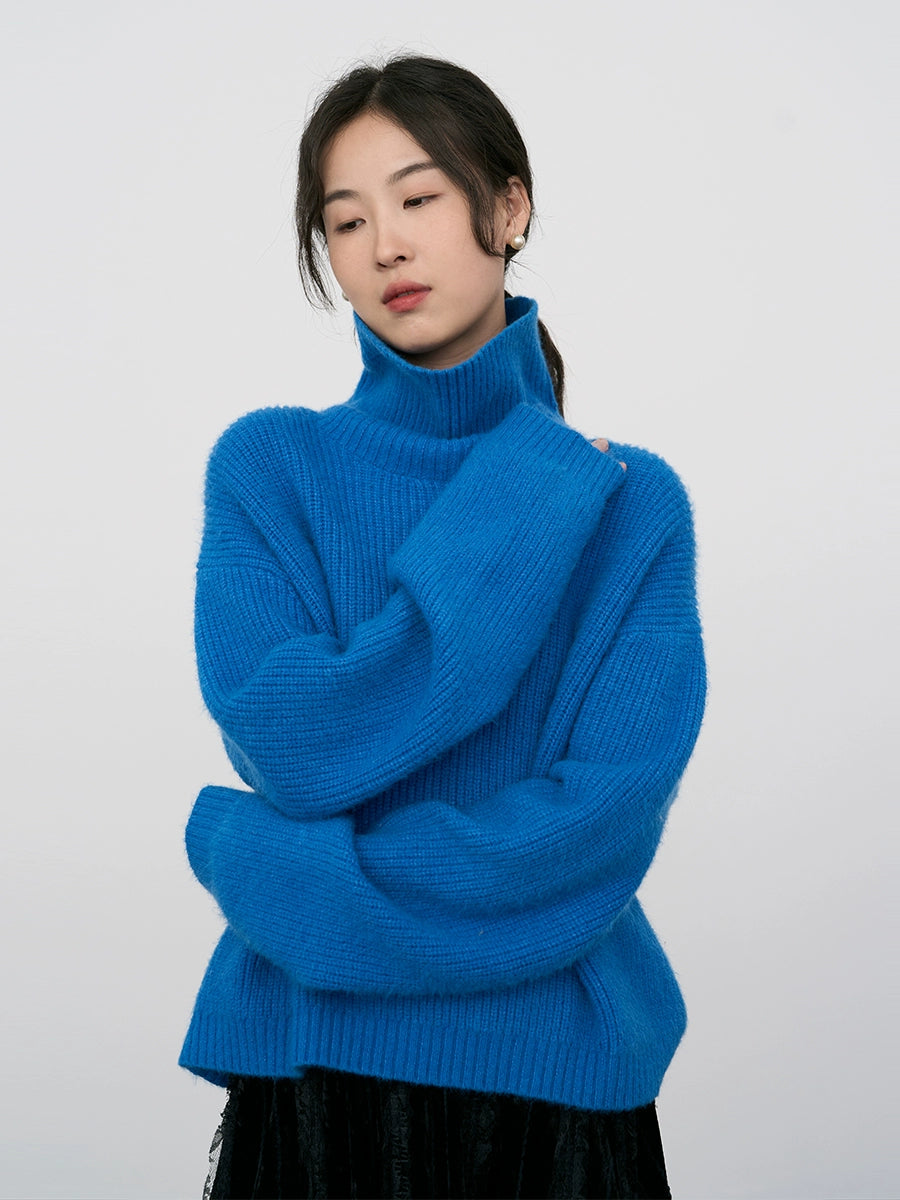 CAREMIND Elegante suéter suelto verde bosque profundo para mujer, suéter de punto japonés retro súper rentable