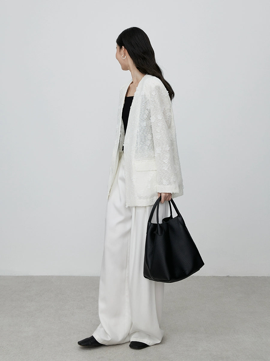 Chaqueta superior versátil de diseño premium para viajeros con traje de jacquard fino intelectual de color albaricoque de CAREMIND