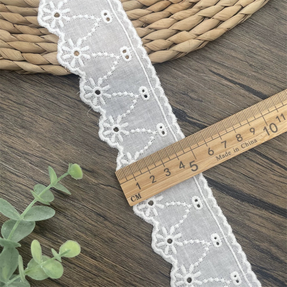 3797 Tela de algodón puro de alta calidad con borde hueco y encaje ondulado, ropa de muñeca DIY, falda, ropa, empalme, accesorios para el hogar