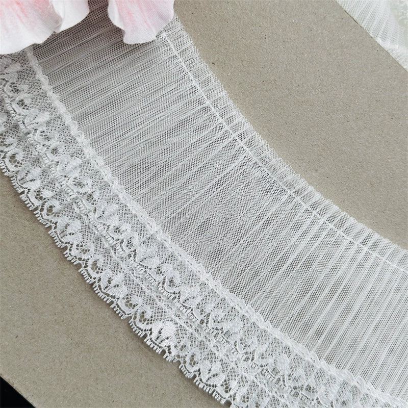 3836 Ancho 9cm malla arrugada borde ondulado pequeño encaje princesa lolita falda borde Barbie tela material DIY