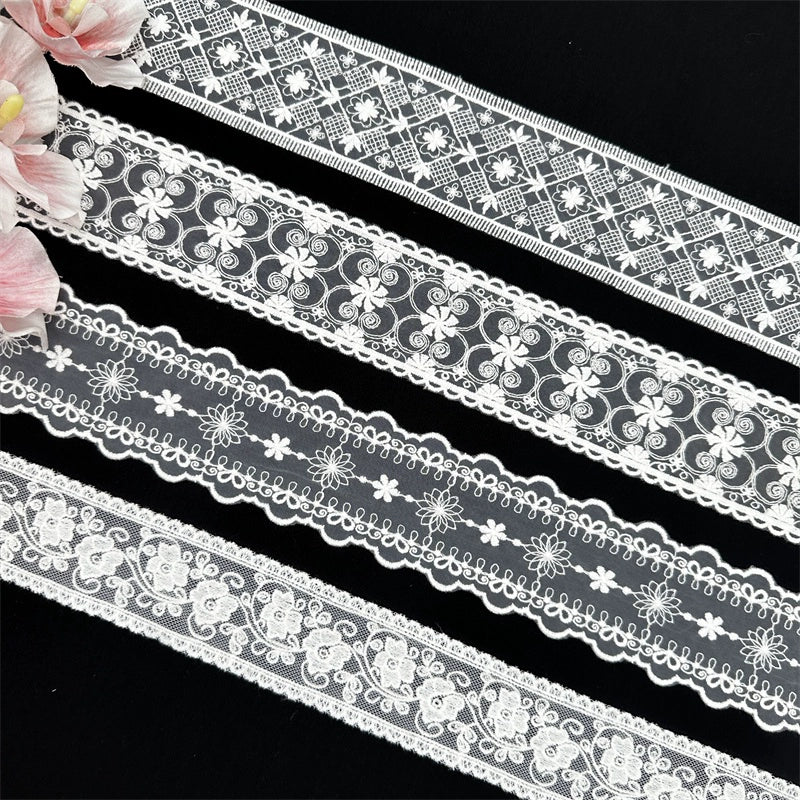 3820 Tissu en dentelle brodée avec ourlet en maille exquise, vêtements de bricolage, vêtements pour bébé, bretelles, robe de mariée, vêtements pour enfants, accessoires d'épissure