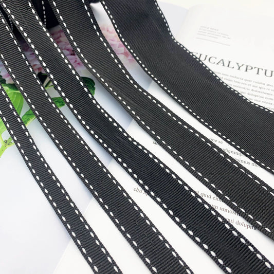 3862 Punto 0,7 cm-4 cm, cinta jacquard negra, cinta de punto de salto blanca, ribete en el borde del pantalón, tira lateral, accesorios de ropa