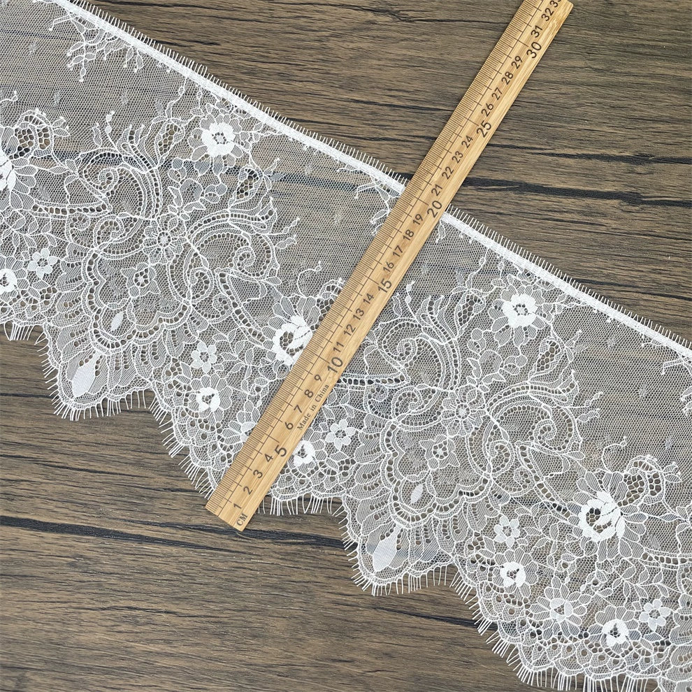 Tela de encaje con pestañas unilaterales, 3773 cm de ancho y 21 cm de ancho, ideal para manualidades, ropa, mangas, faldas, decoración textil para el hogar.