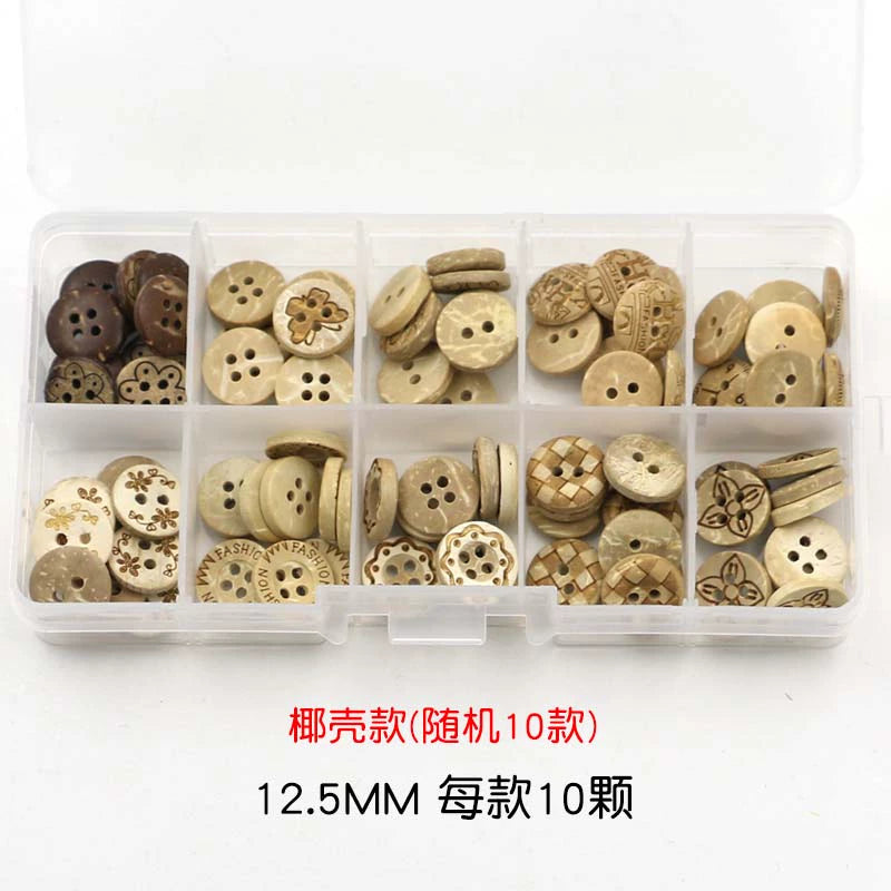 3352★  Coconut Round Shirt Button Women's Button Painted Shirt Small Button DIY Handmade Clothes Wooden Button Coconut Shell Wood