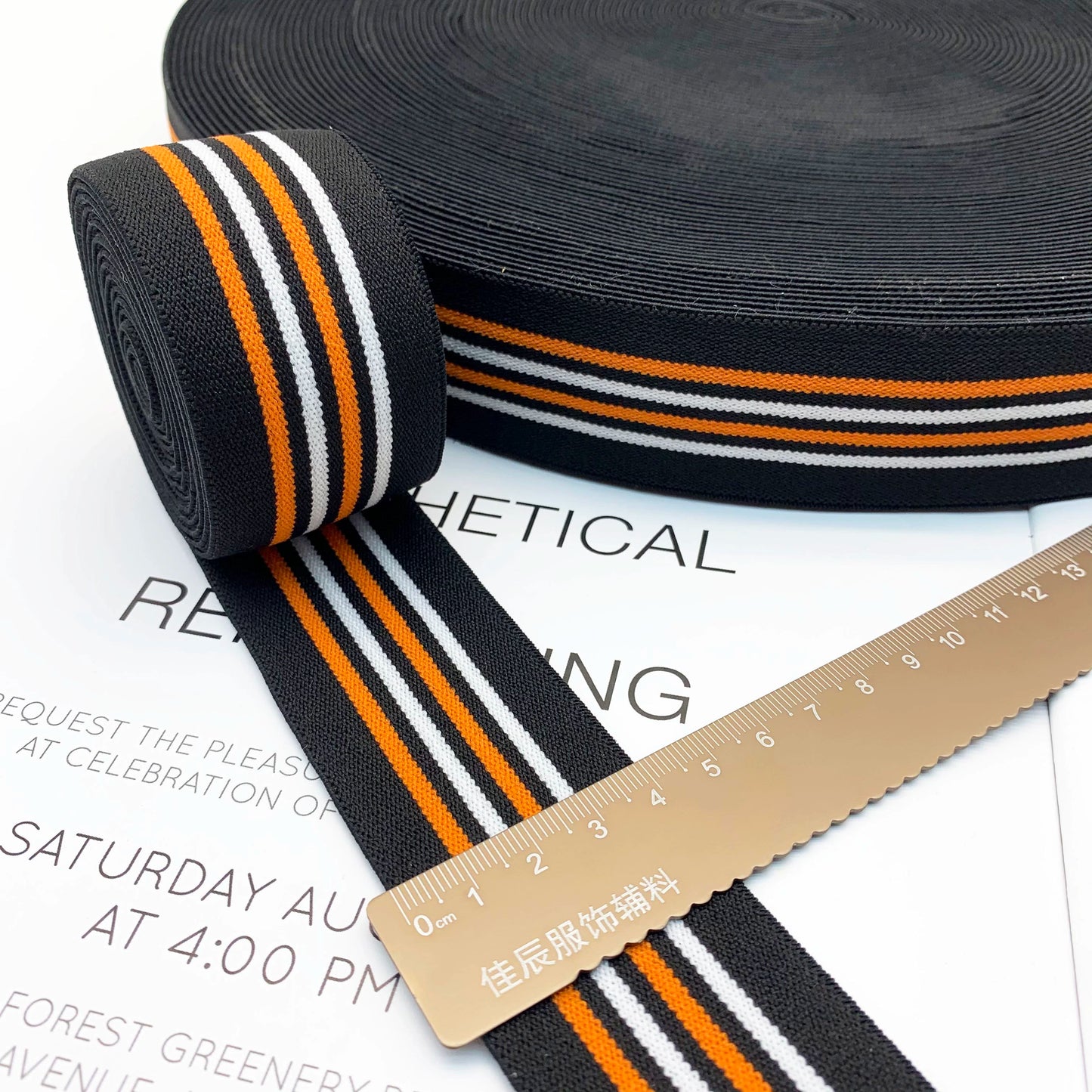 3868 Banda elástica gruesa de 4 cm con rayas de colores para ropa interior, banda de goma para cintura, correa de jacquard, accesorios para ropa