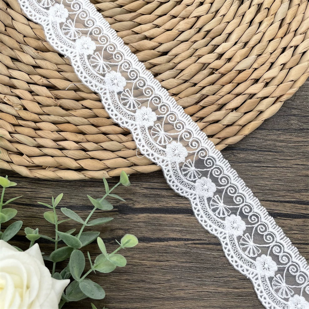 3827 Exquisitos accesorios de decoración de ropa de encaje bordado de malla blanca, accesorios de ropa de encaje hechos a mano DIY