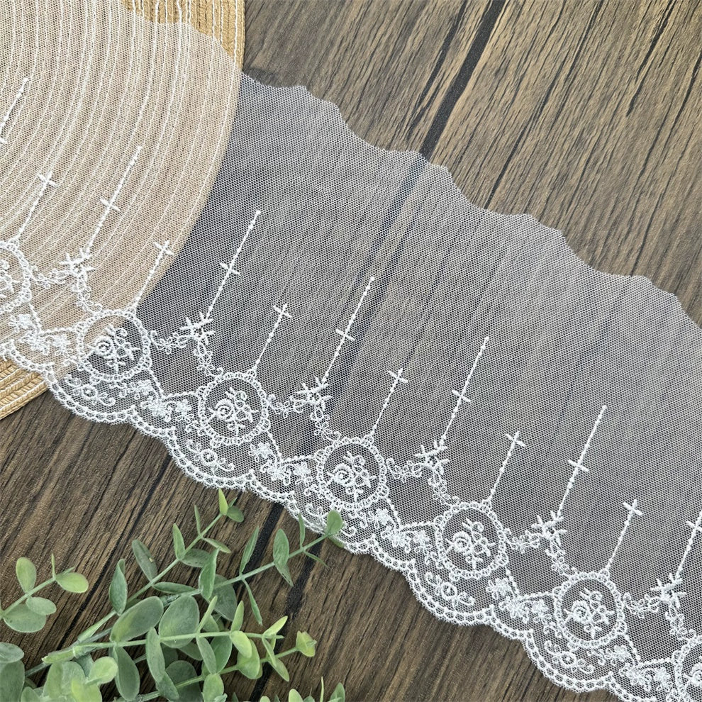 3812 Encaje blanco PT hilo malla bordado encaje accesorios falda vestido de novia cortinas DIY accesorios decorativos de ropa