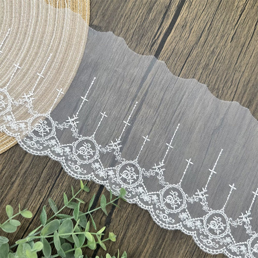 3812 Encaje blanco PT hilo malla bordado encaje accesorios falda vestido de novia cortinas DIY accesorios decorativos de ropa