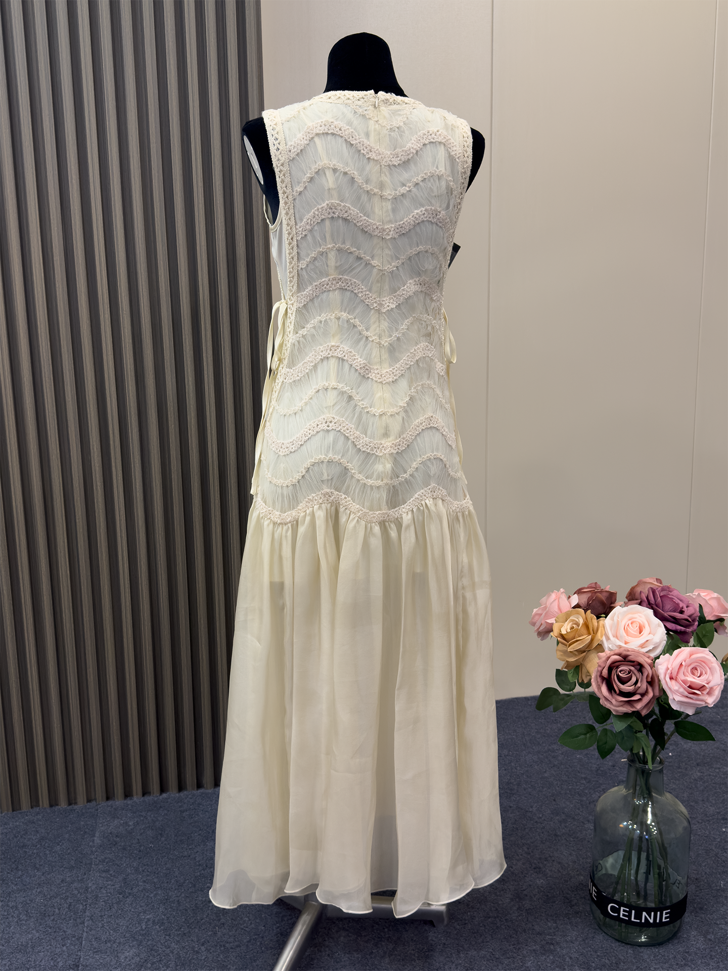 8028★ Casual vacation romantic quicksand skirt high-end lace fairy skirt pearlescent sleeveless dress woman
