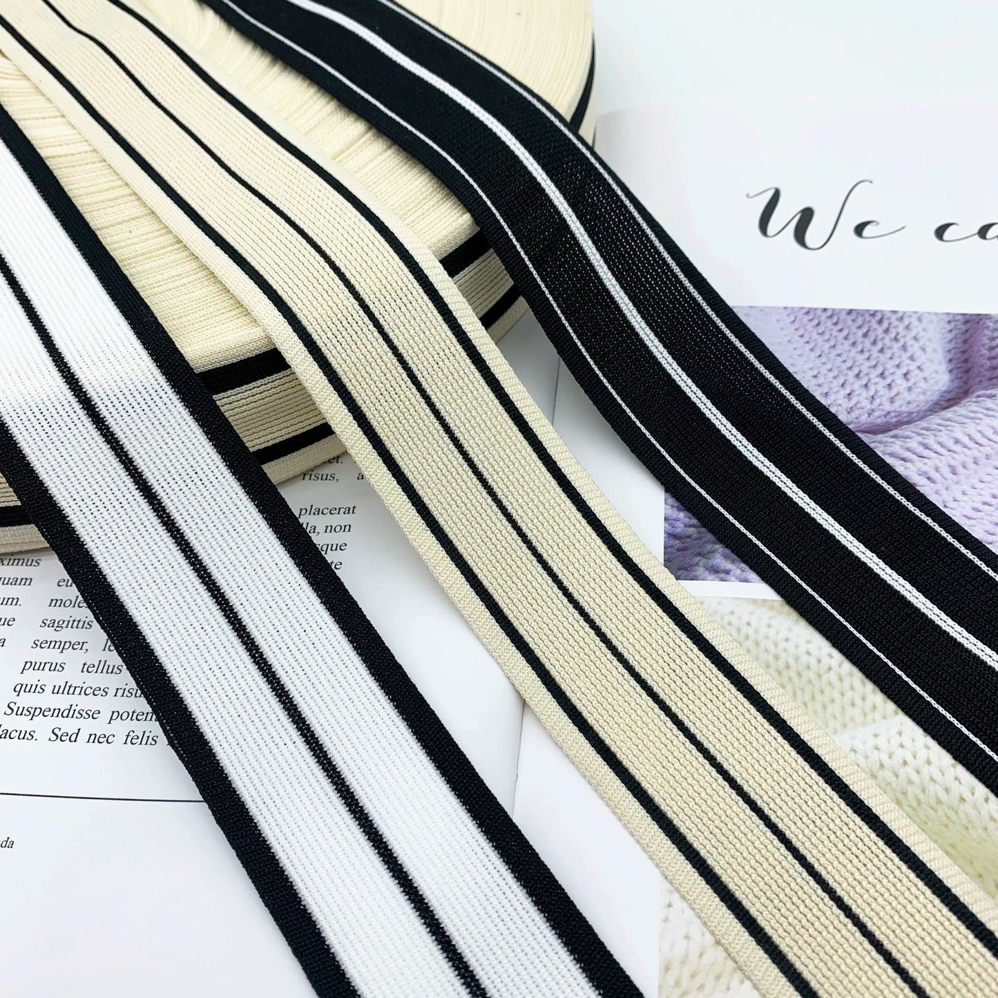 3890 Tira de ribete de punto de un solo lado con rayas de color de 4 cm, para accesorios de ropa, tira lateral para dobladillo de textiles para el hogar