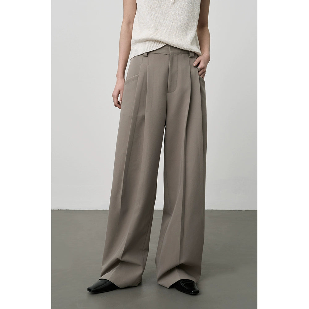 Traje de café gris temperamento CAREMIND, blazer minimalista sin cuello, pantalones rectos colgantes