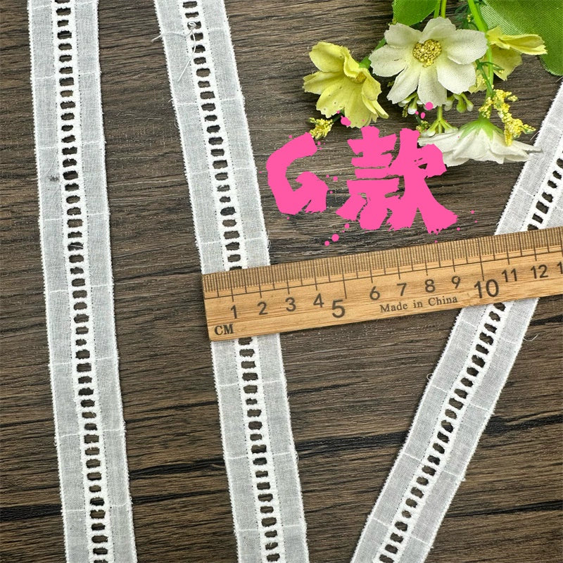 3800 Exquisito ribete de algodón puro japonés y coreano, tela de encaje bordado para escaleras, accesorios de encaje decorativos para empalme de ropa hechos a mano