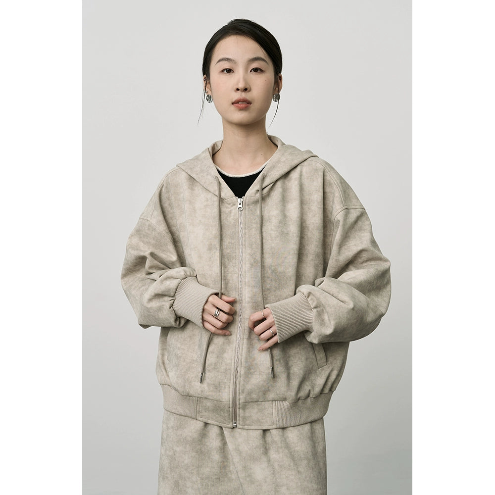 CAREMIND Nuevo conjunto de dos piezas de suéter con cremallera y capucha para mujer con traje de estilo chino