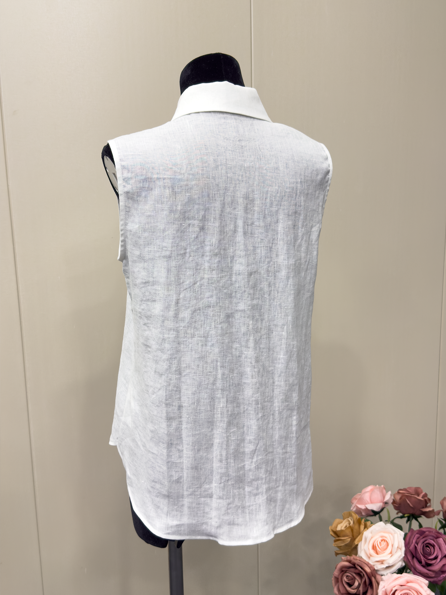 8027★ old money style simple polo collar sleeveless shirt women's 25 new casual versatile linen embroidered top