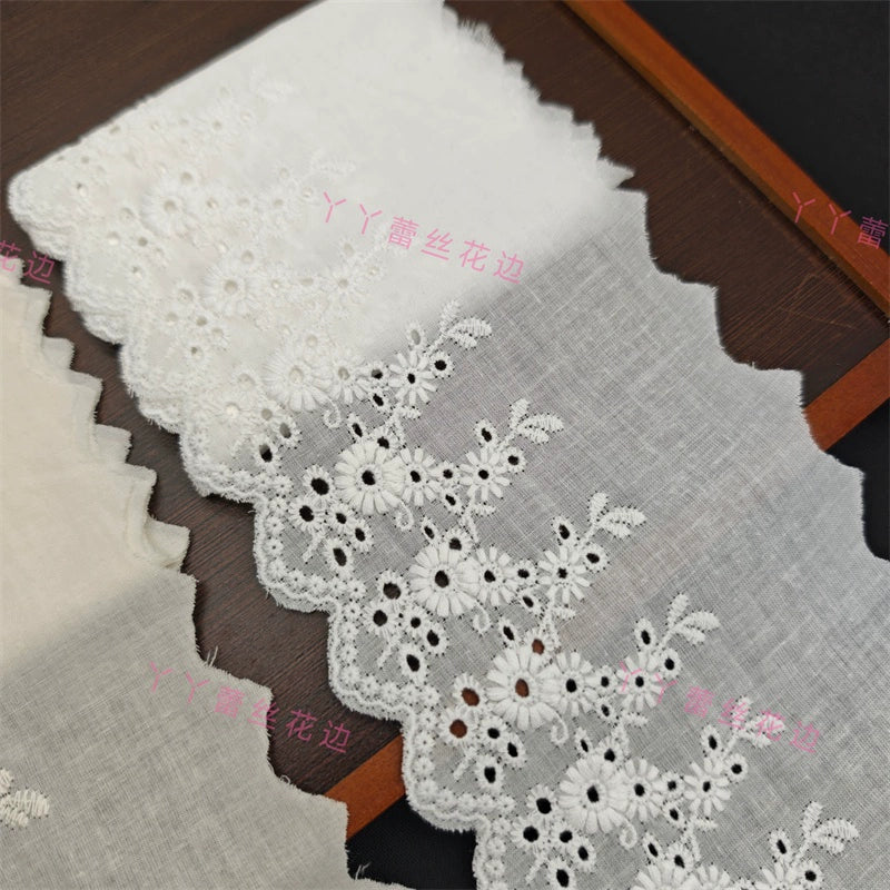 Accesorios de encaje bordado de algodón de 11 cm de ancho, hechos a mano, para faldas, escotes, cortinas, ropa de cama, materiales de decoración, 3782