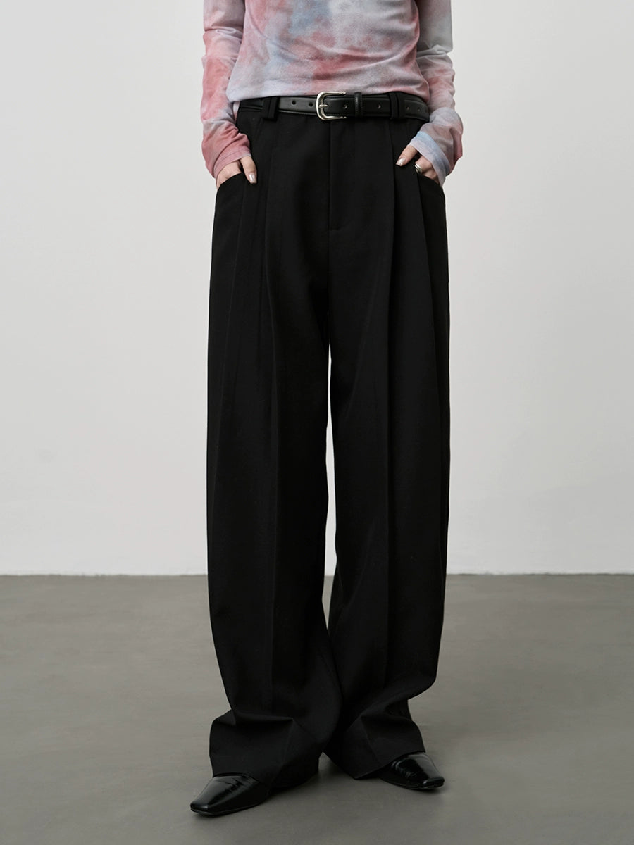 Traje de café gris temperamento CAREMIND, blazer minimalista sin cuello, pantalones rectos colgantes