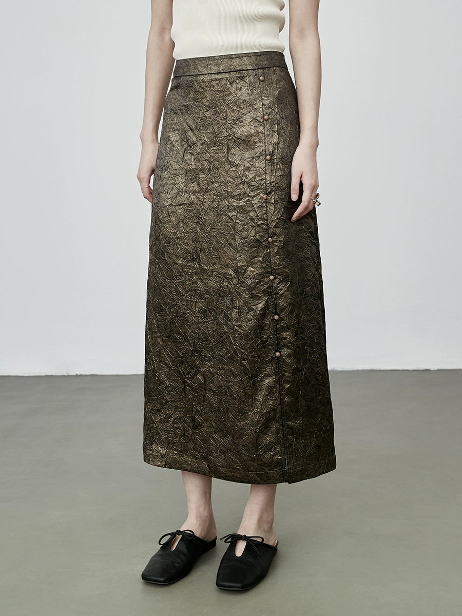 Jupe plissée marron à volants, design de niche français CAREMIND, jupe droite taille haute pour enfants