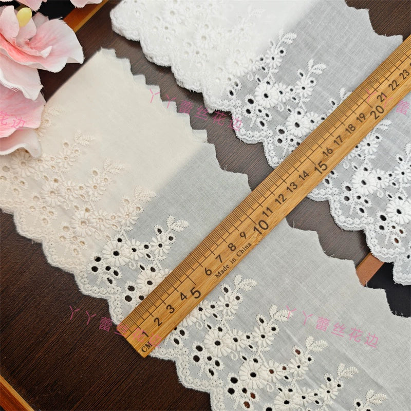 Accesorios de encaje bordado de algodón de 11 cm de ancho, hechos a mano, para faldas, escotes, cortinas, ropa de cama, materiales de decoración, 3782