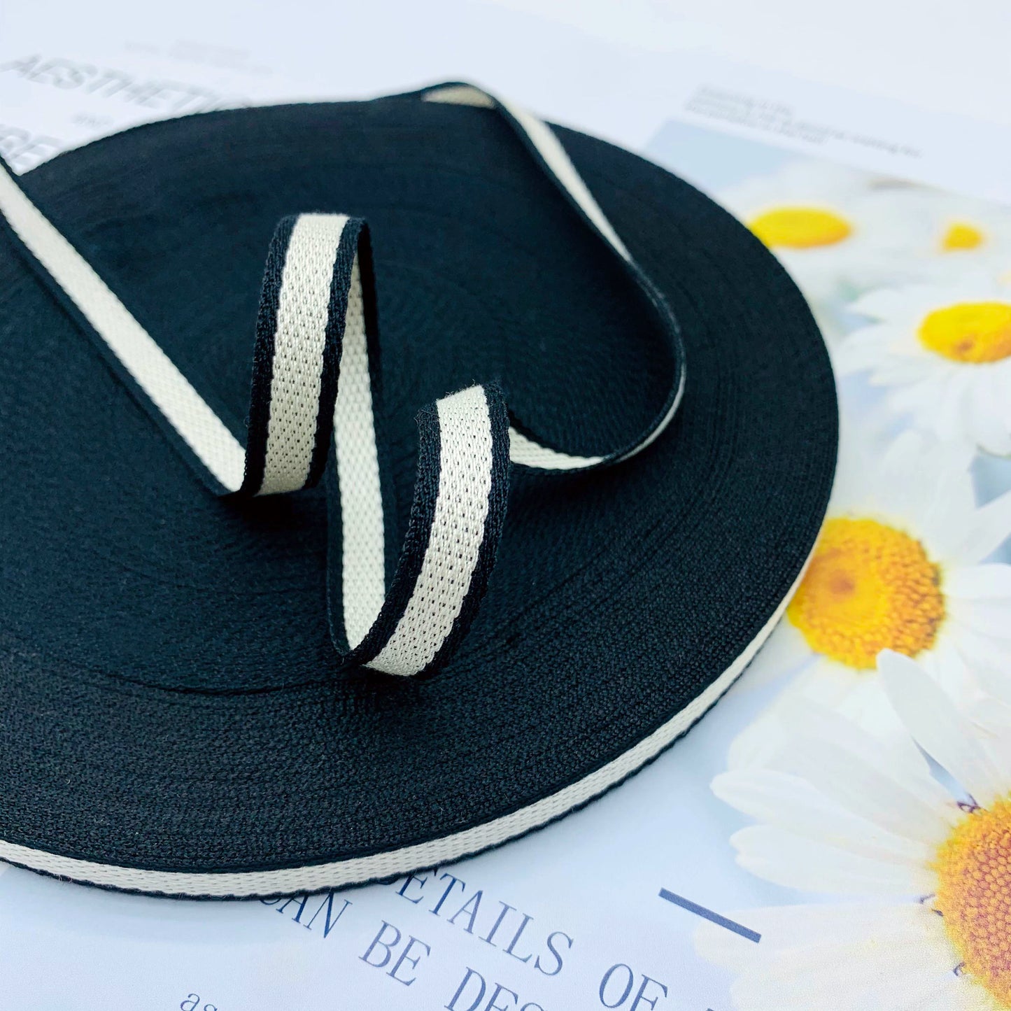 Cinta de jacquard intercolor de rayas de 1 cm, cinta de colores, tira de ribete, tira de prensado para dobladillos de ropa, accesorios de ropa