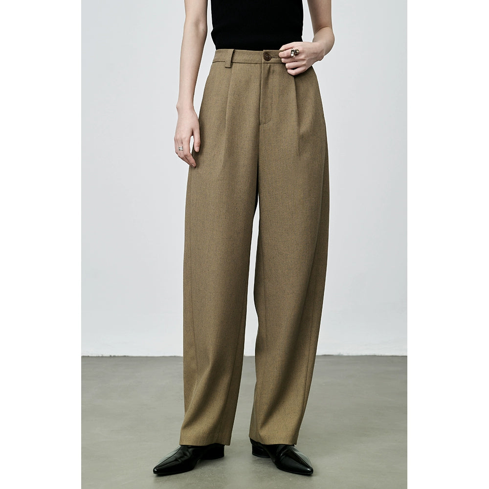 Pantalones de traje de cintura alta con diseño de cono de café de CAREMIND, pantalones ajustados informales y versátiles para mujer, para pies pequeños