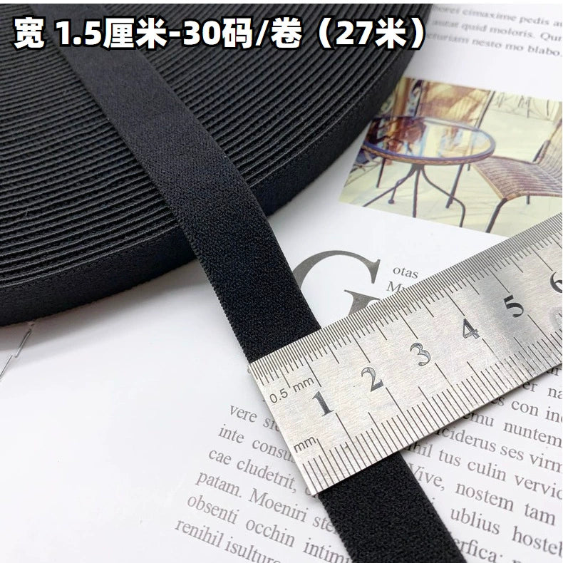 3869 1-3,8 cm banda elástica de nailon puro engrosada de gamuza negra, accesorios de alta elasticidad, cinturilla deportiva de yoga, cuerda de goma