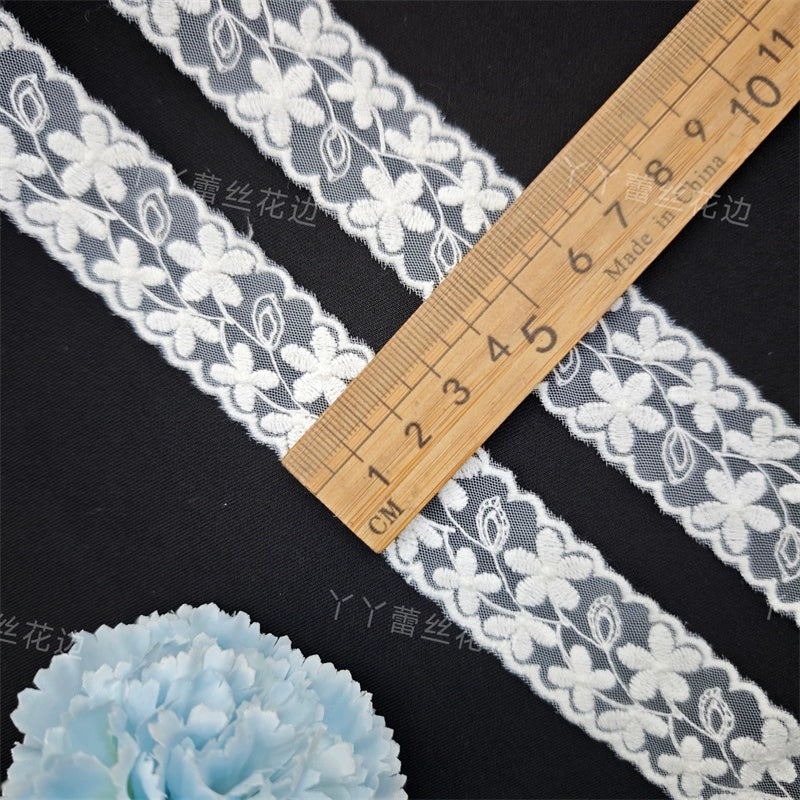 3814 Encaje simple de alta calidad para dobladillo de algodón, bordado de hilo de algodón, para manualidades, ropa, falda, empalme, materiales de boda, accesorios decorativos