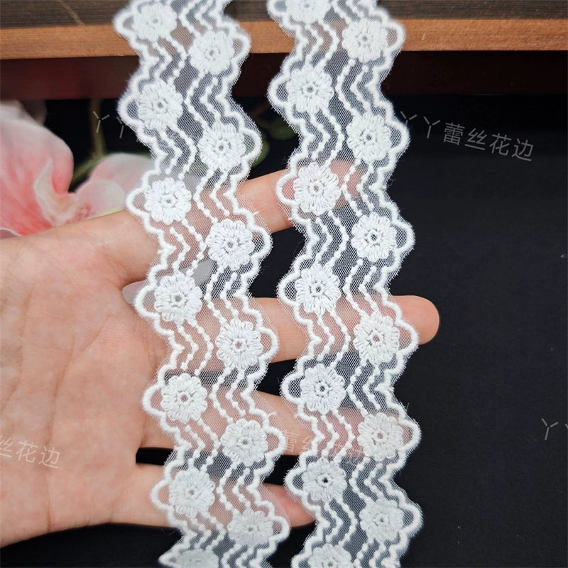 3814 Encaje simple de alta calidad para dobladillo de algodón, bordado de hilo de algodón, para manualidades, ropa, falda, empalme, materiales de boda, accesorios decorativos