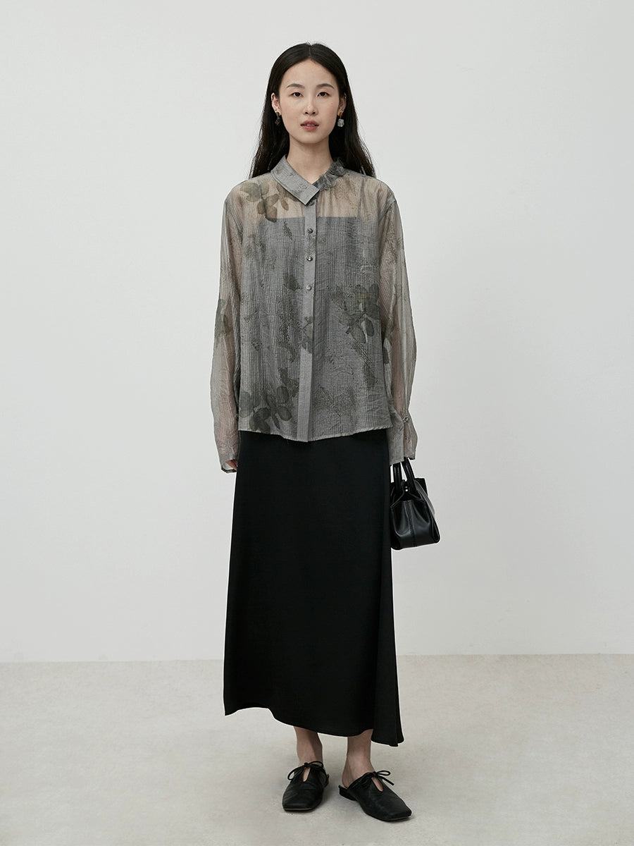 CAREMIND nueva camisa china de jacquard original con encanto gris de alta calidad con protector solar transparente