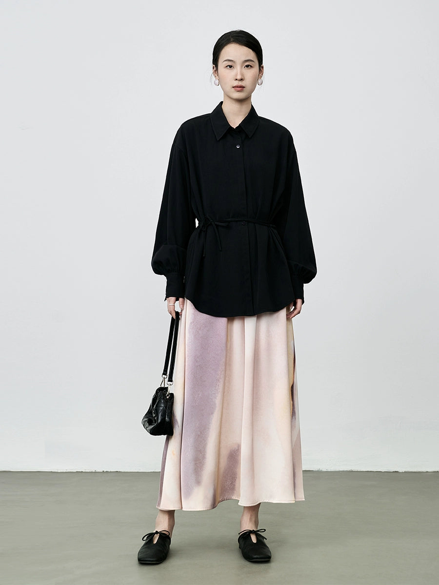 CAREMIND Falda manchada de color sal gran péndulo industria pesada Un personaje literario suave vestido largo