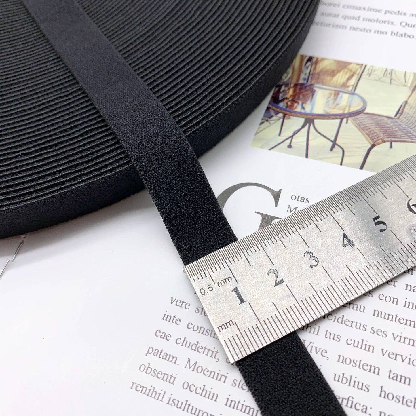 3869 1-3,8 cm banda elástica de nailon puro engrosada de gamuza negra, accesorios de alta elasticidad, cinturilla deportiva de yoga, cuerda de goma