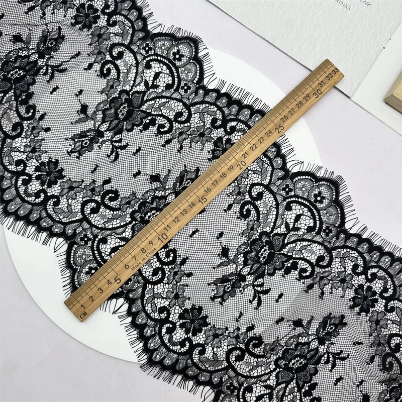 3746 Tela de encaje de pestañas bilateral de hilo de malla de alta calidad, accesorios de empalme alargados para cortina y velo de bricolaje