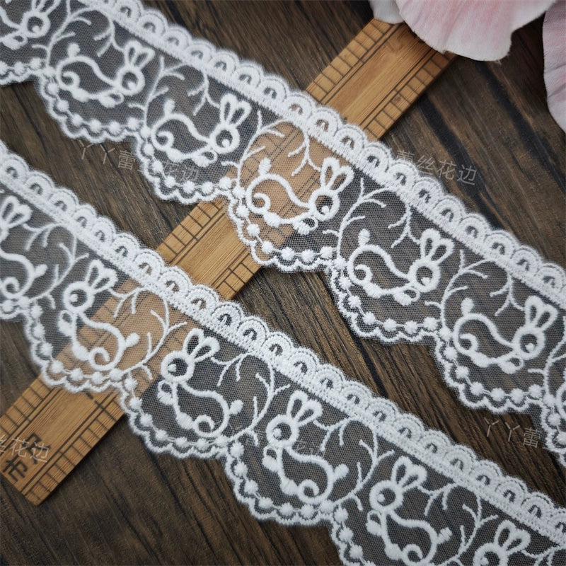 3827 Exquisitos accesorios de decoración de ropa de encaje bordado de malla blanca, accesorios de ropa de encaje hechos a mano DIY