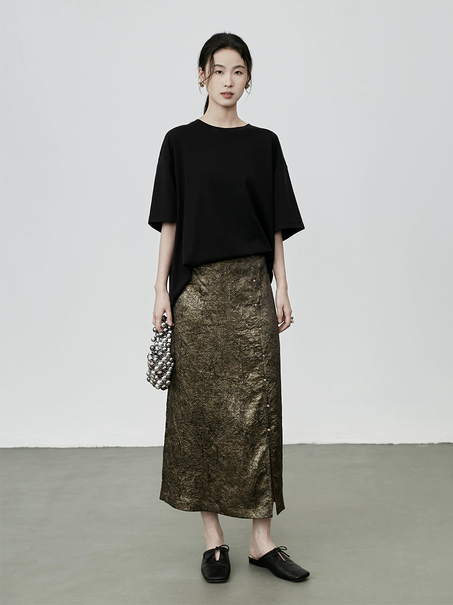 Jupe plissée marron à volants, design de niche français CAREMIND, jupe droite taille haute pour enfants