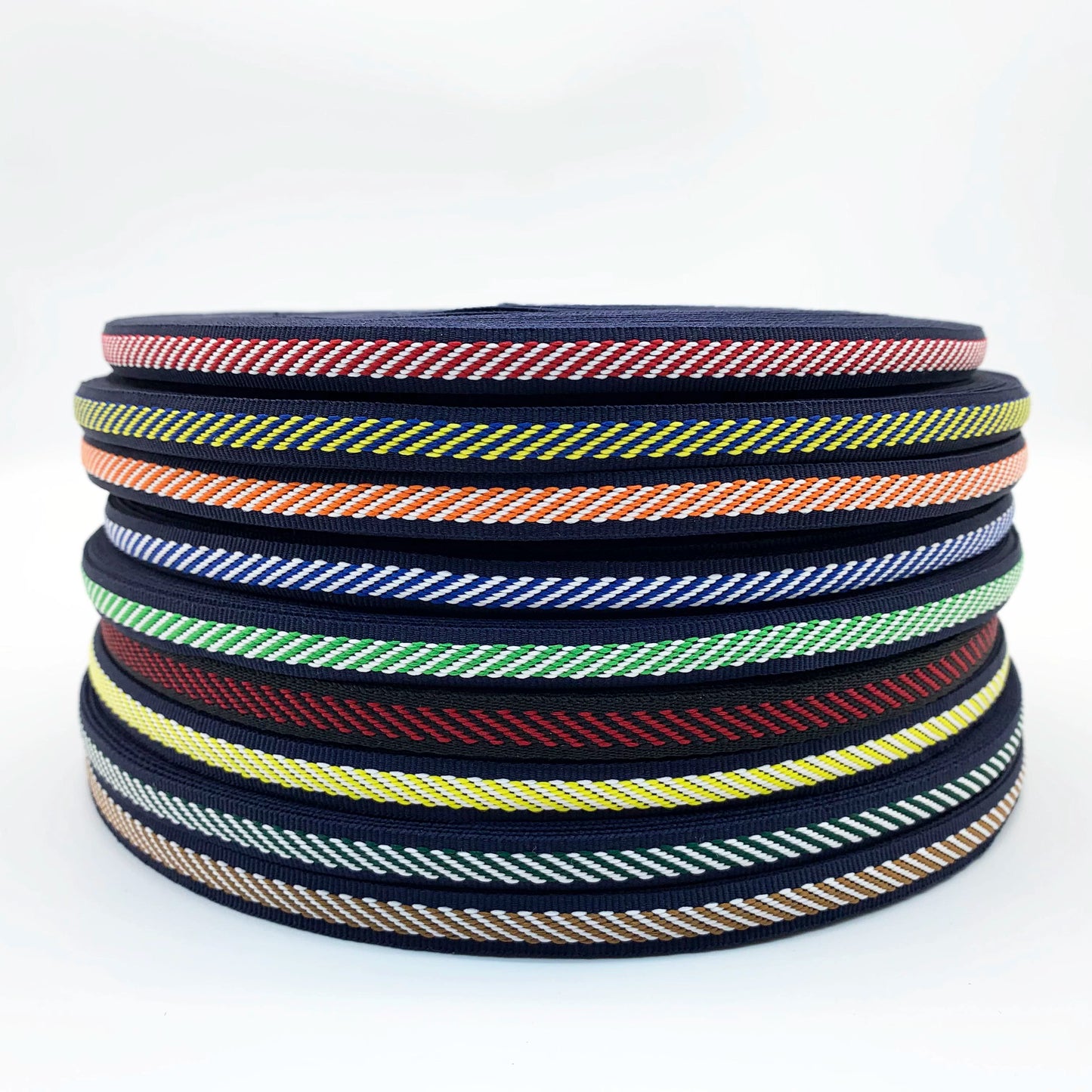 3854 Tira lateral de cinta jacquard de sarga de color de 1 cm para accesorios de ropa, tira de prensado de bordes, tira de ribete para textiles del hogar