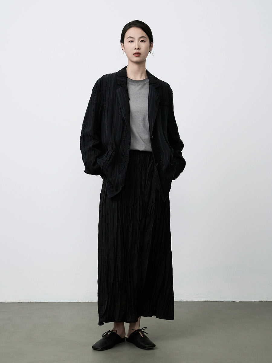 Camisa de textura fuerte de Tencel premium para mujer con blazer plisado tridimensional con diseño de nicho de CAREMIND