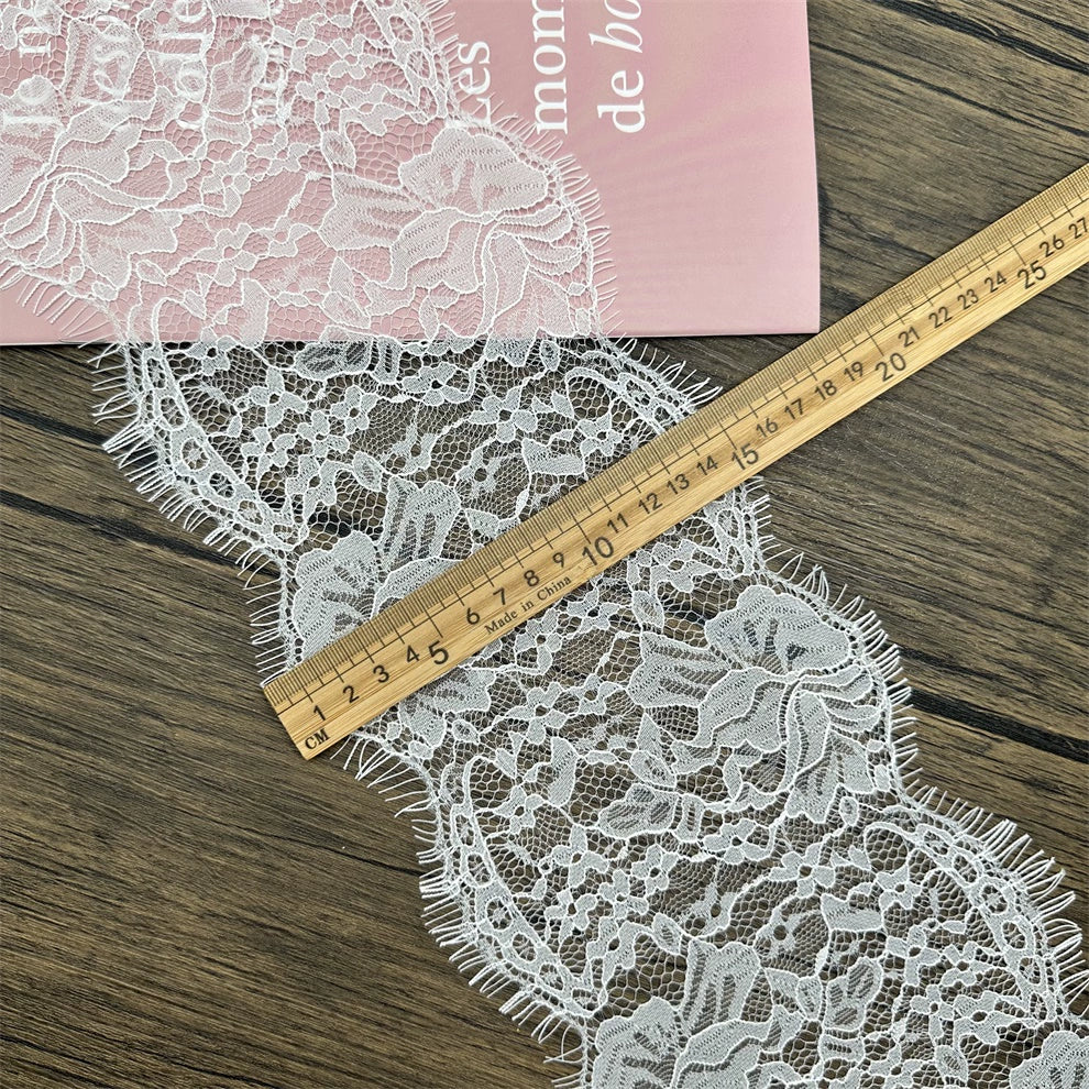 Tela de encaje de pestañas exquisita de 15 cm de ancho, accesorios de ropa hechos a mano, materiales para cortinas de faldas.