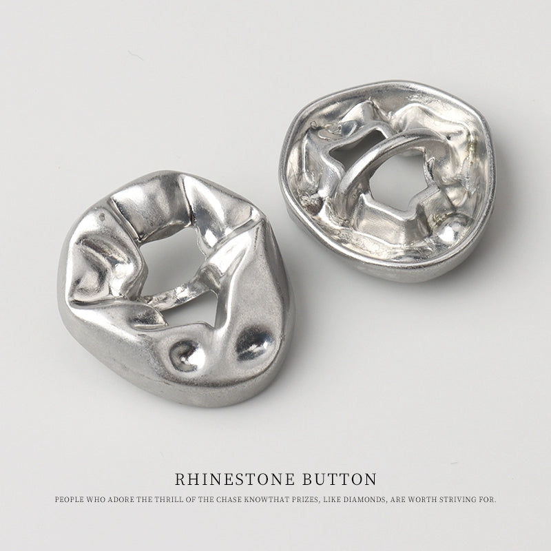 3261★  Irregular metal hollow buttons Versatile coat trench coat gold buttons blazer top silver buttons