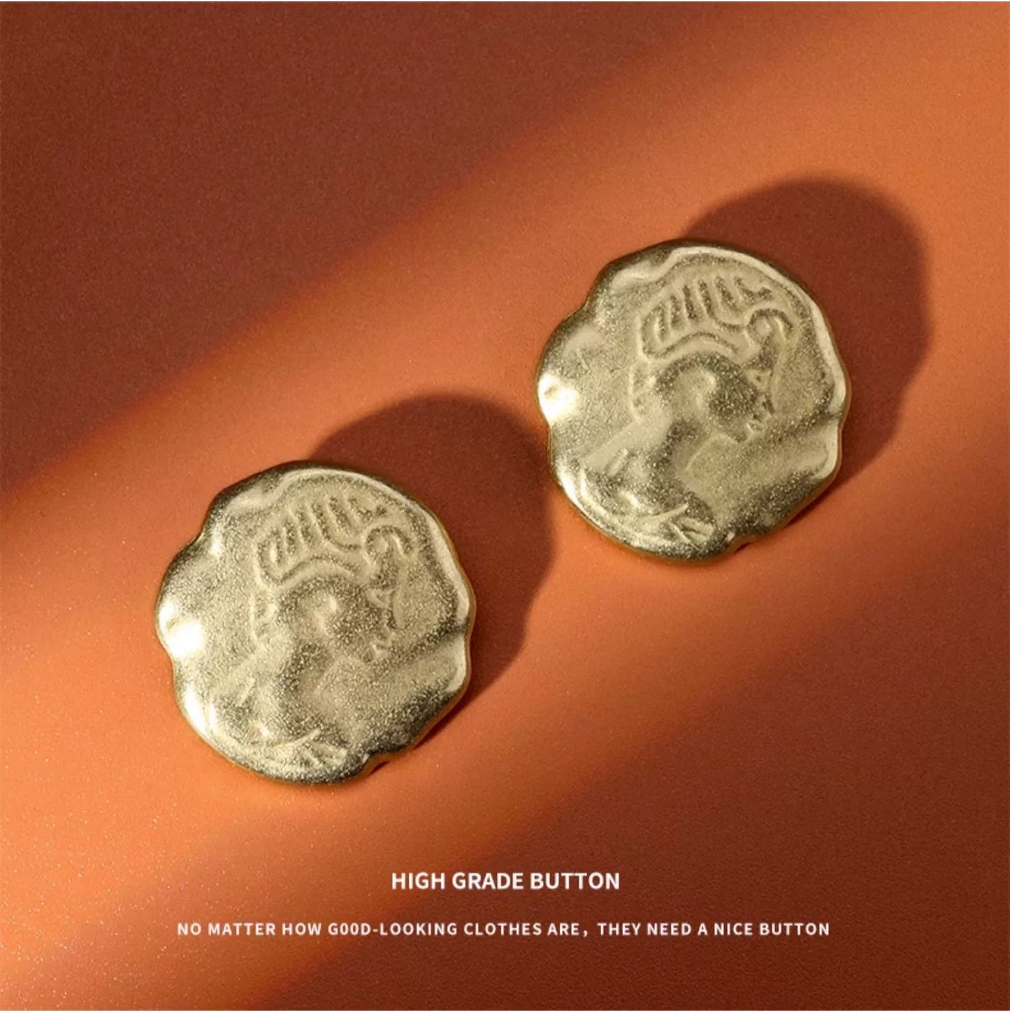 3231★ Metal gold avatar buttons retro European and American style sweater Xiaoxiangfeng jacket coat high-end special-shaped exquisite buttons