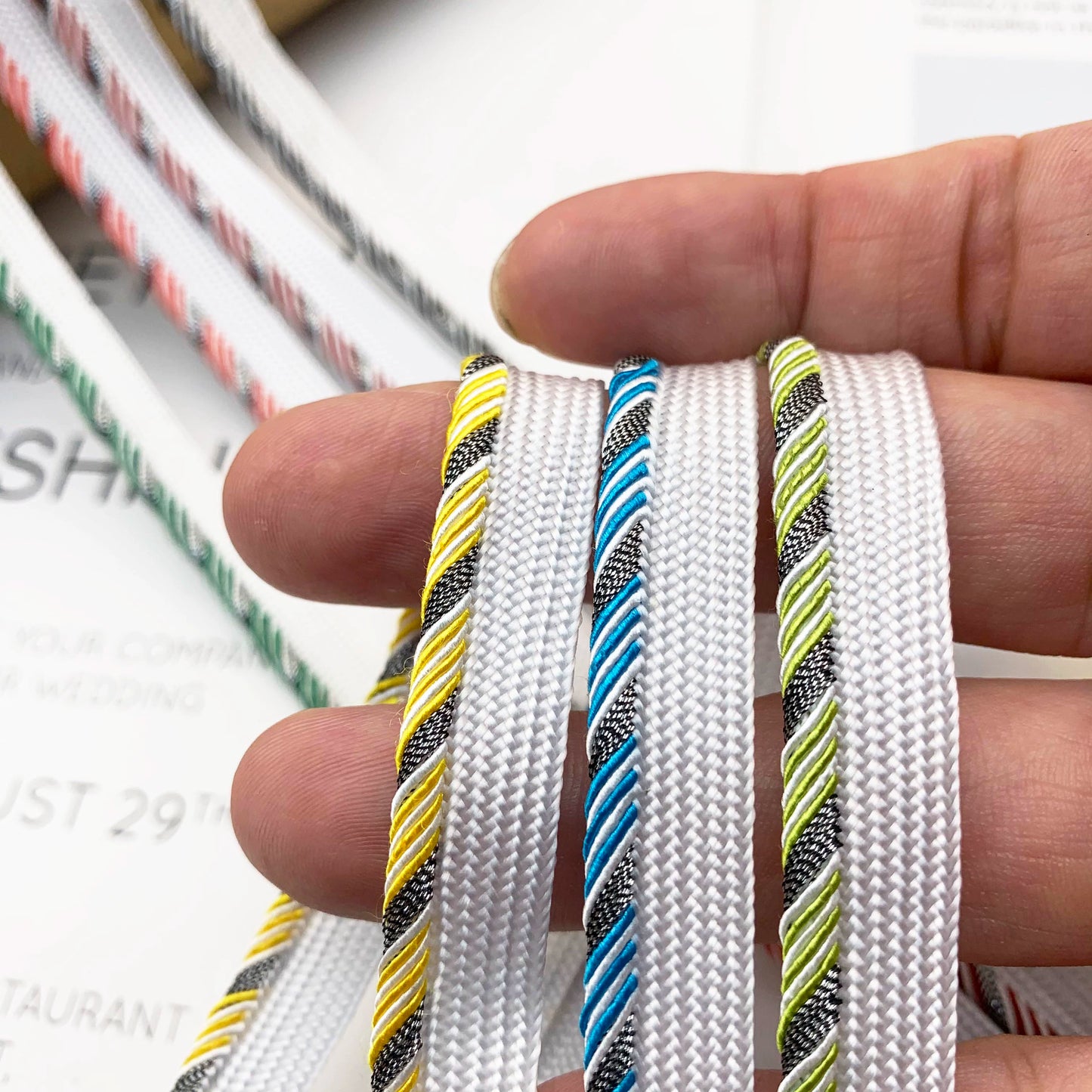 3842 Spot 1cm color plata cebolla tejido niño cinta maestra brote tira accesorios ropa incrustado borde tira zapatos y sombreros hogar textil ribete cuerda