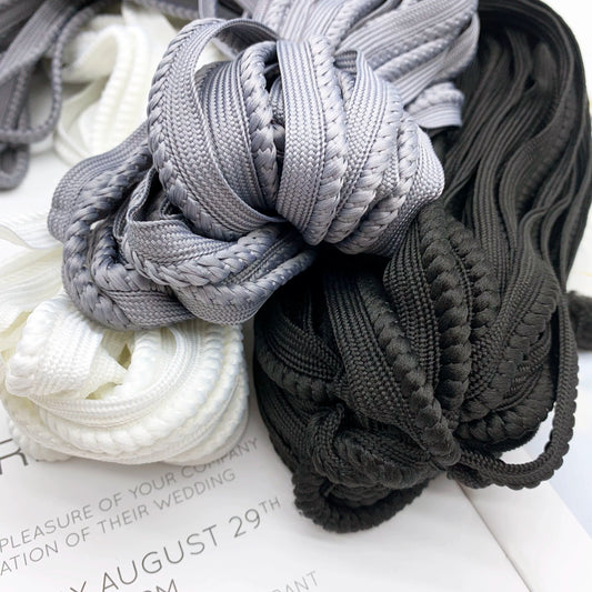 3846 ★ Spot 1.3cm negro y blanco gris negrita trenzada niño cinta maestra tira de brotes textiles para el hogar borde incrustado cuerda borde incrustado cuerda accesorios de ropa