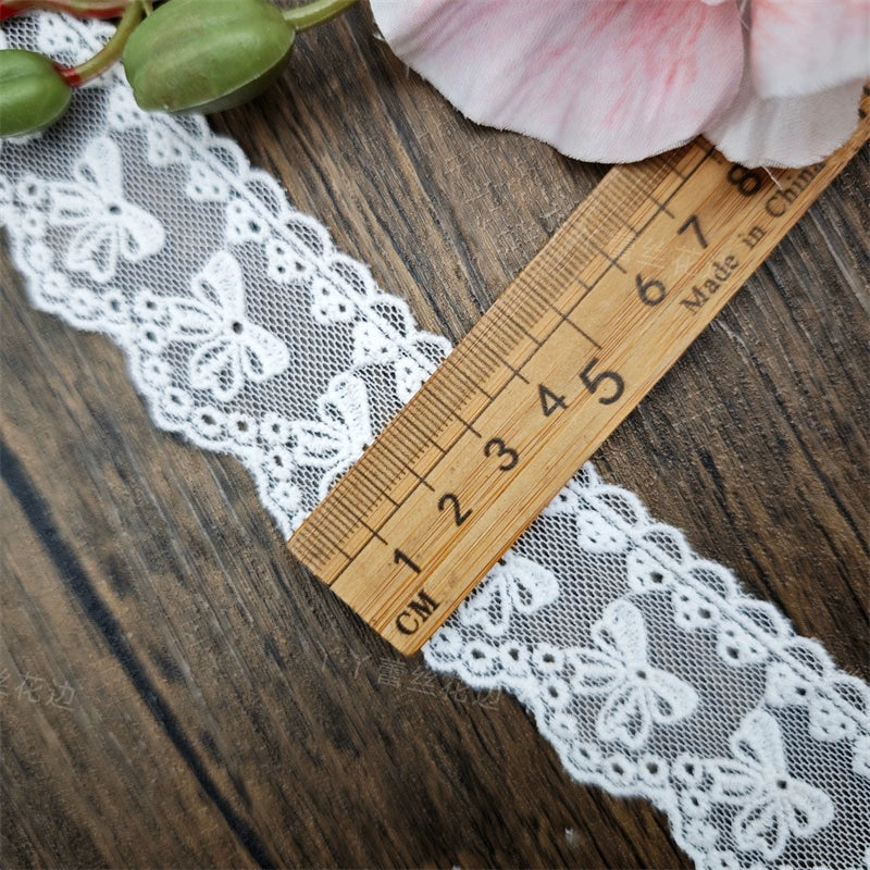 3821 Fil de coton blanc de haute qualité brodé en dentelle, nœud, accessoires pour cheveux, chapeau pour enfants, bord de jupe, bord en dentelle Lolita