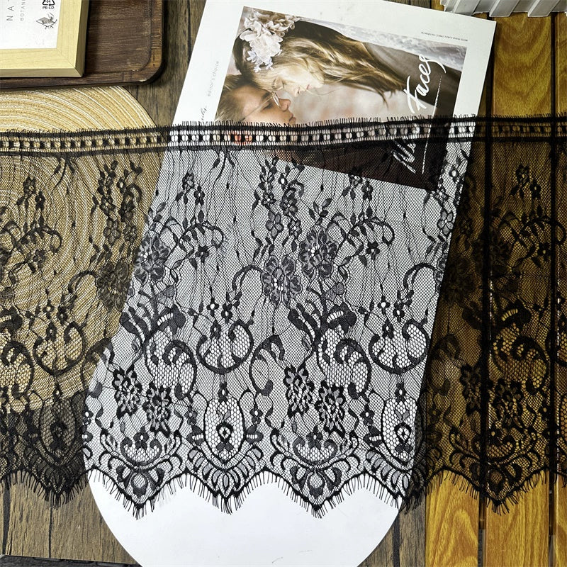 3768 Ancho 35CM Malla unilateral Encaje Flor Borde de pestañas Ropa Vestido de novia Ropa de cama para el hogar Decoración Material de empalme