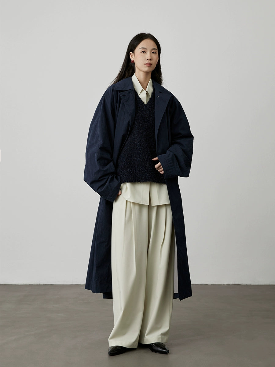 CAREMIND chemise à manches longues à revers rétro de couleur unie, drapée, anti-rides, haut de banlieue, veste cardigan empilée