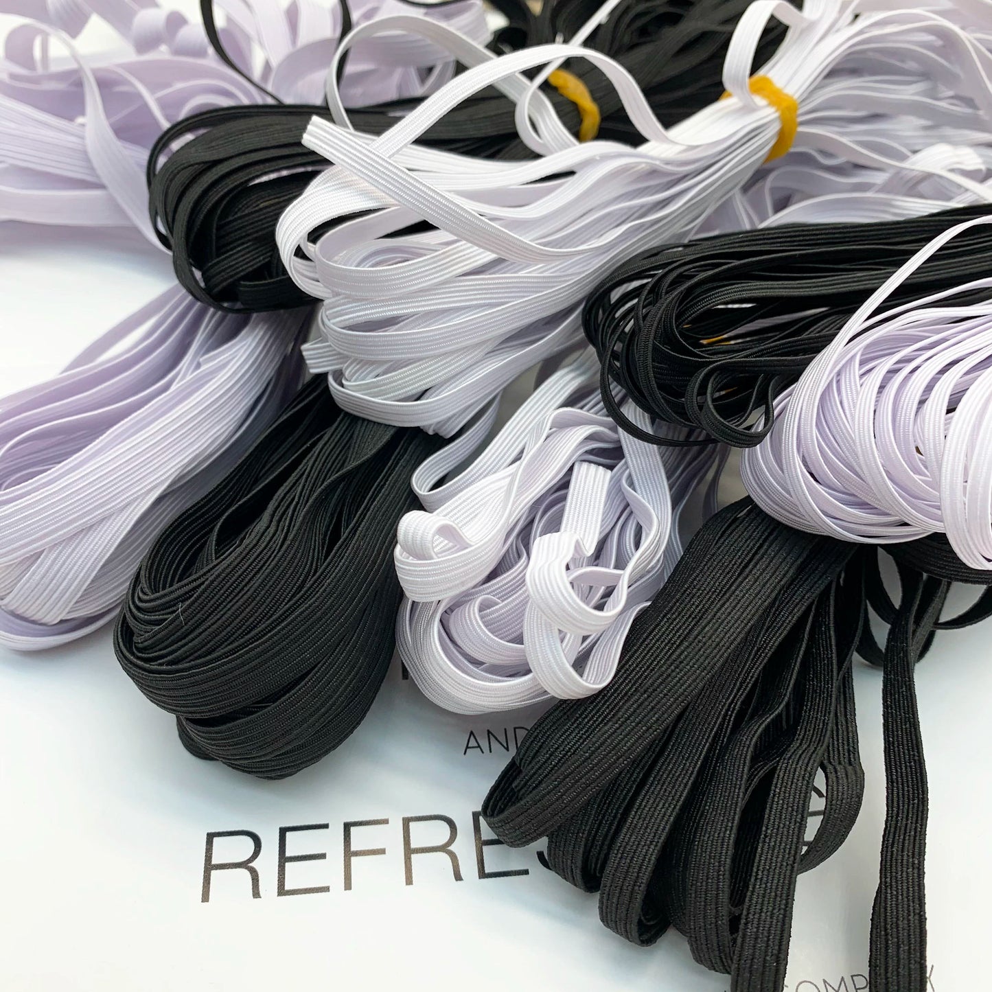 3867 3 mm 5 mm 6 mm 9 mm negro y blanco delgado plano estrecho alto elástico caballo banda elástica puños cintura banda de goma hebilla cuerda accesorios