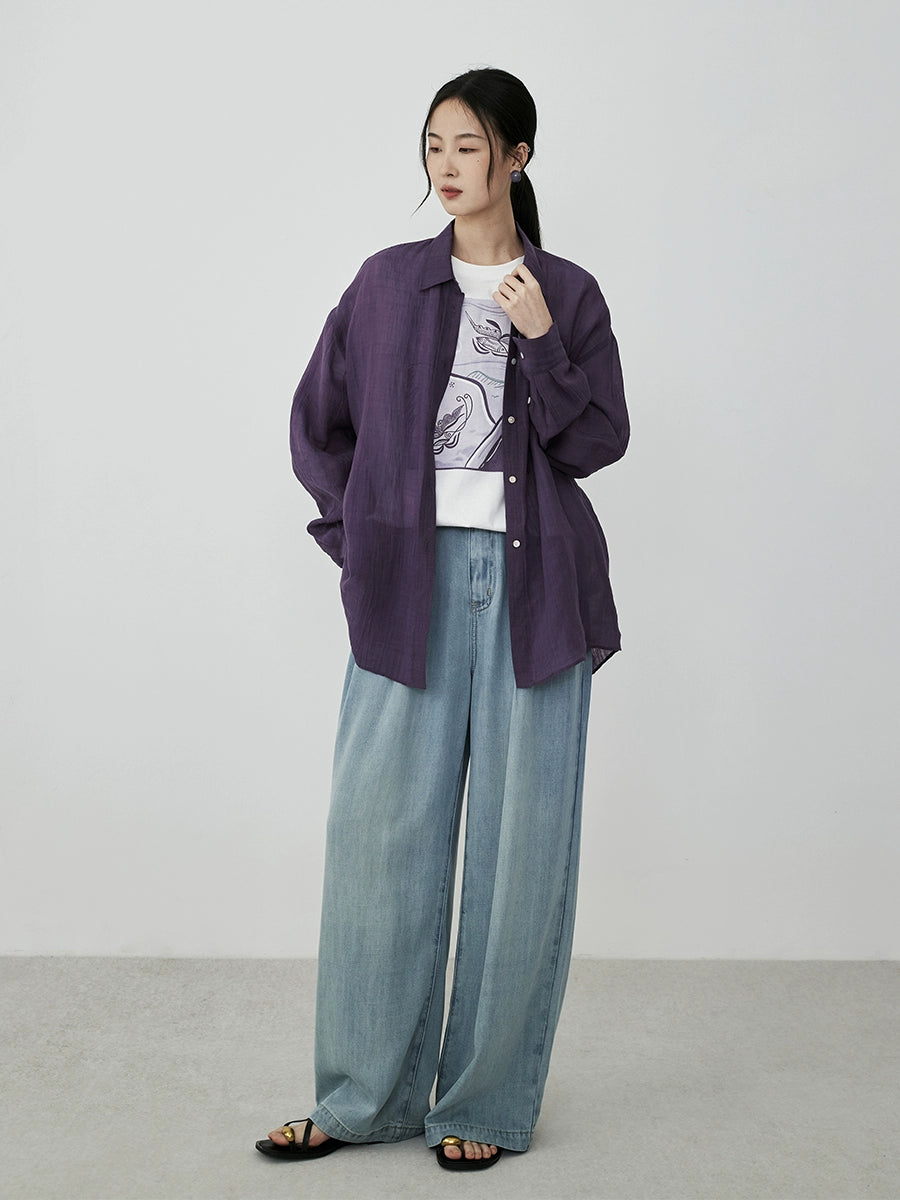 Camiseta holgada con estampado de mariposas de algodón CAREMIND 2024 verano cuello redondo hombro delantero manga corta fina