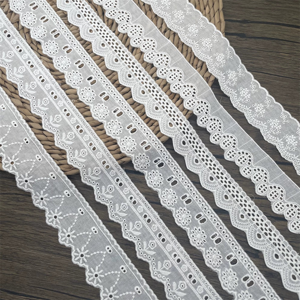 3797 Tela de algodón puro de alta calidad con borde hueco y encaje ondulado, ropa de muñeca DIY, falda, ropa, empalme, accesorios para el hogar