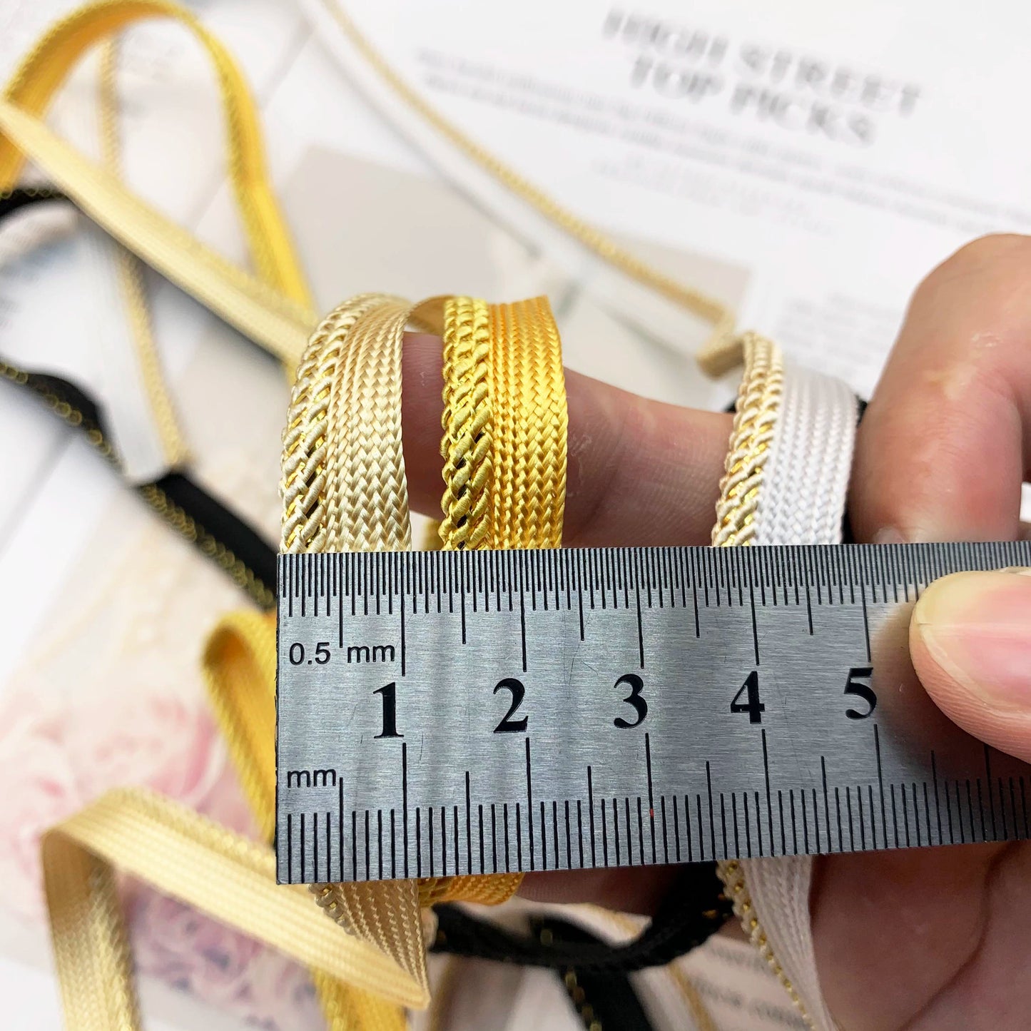 3843 Spot 1cm oro y plata alambre tejido niño cinta maestra brote tira accesorios ropa tira de borde con incrustaciones almohada tira de borde con incrustaciones de cuerda de ribete