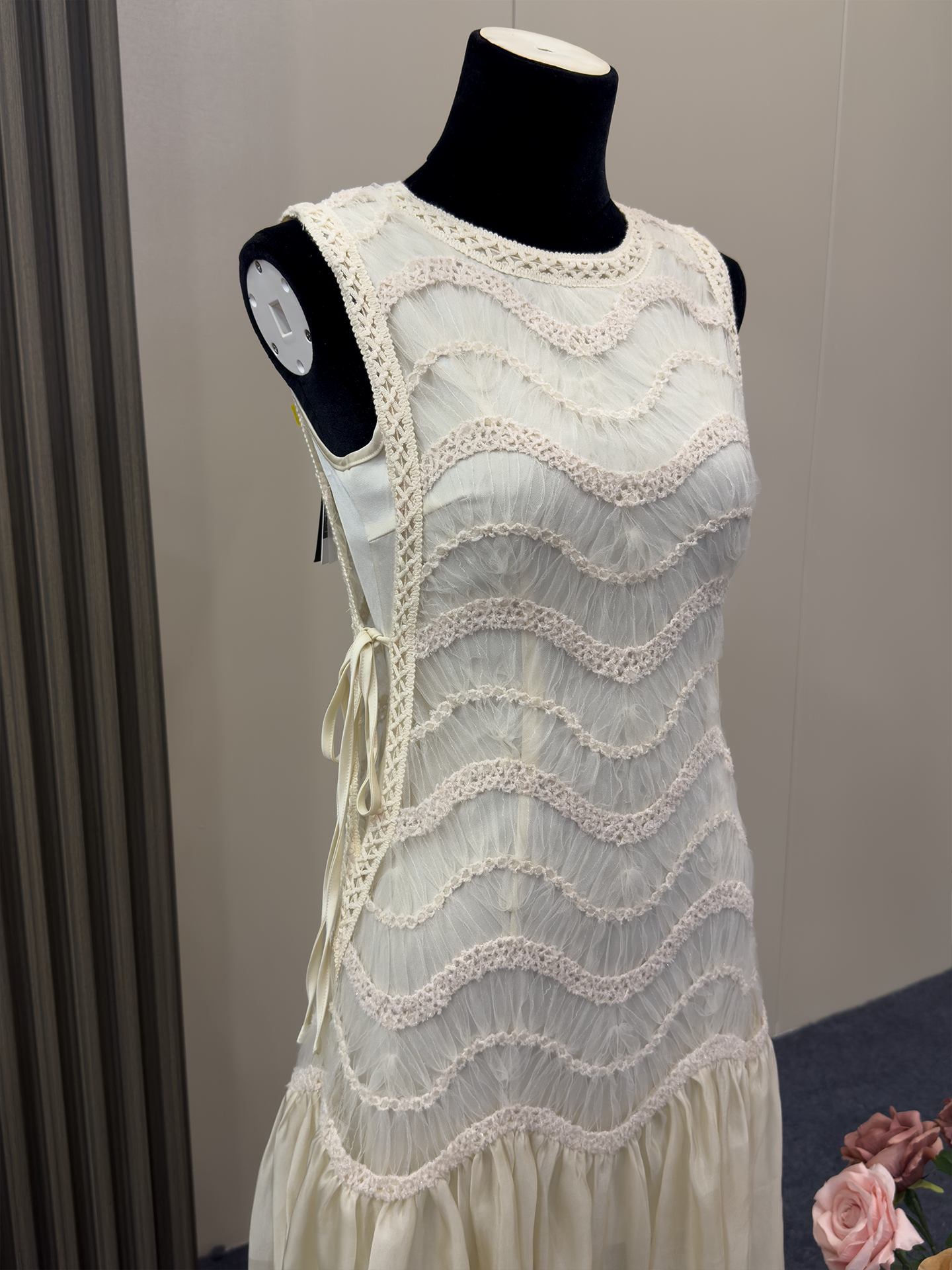 8028★ Casual vacation romantic quicksand skirt high-end lace fairy skirt pearlescent sleeveless dress woman